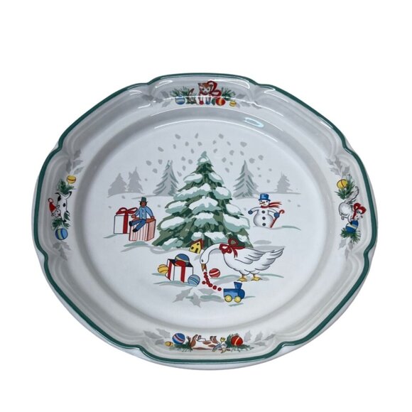 2 International Country Christmas Salad Plates Goose Snowman Cat Cow 7 5/8” - Picture 2 of 5